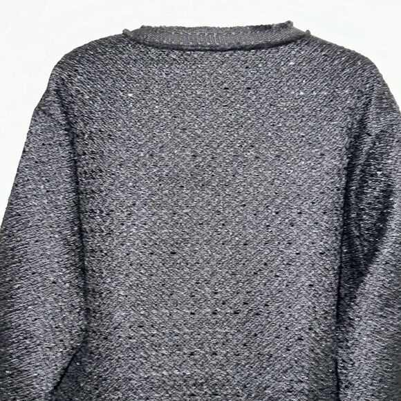 IS 3X Black Button Front Tweed Blazer with Gold Tone Pearl Buttons and Pockets - Picture 4 of 13